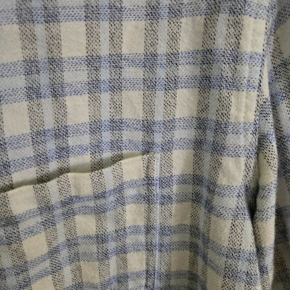 Outerknown Plaid Button-Up Flannel Shirt Organic Cotton Blue Plaid Size L - Picture 3 of 5